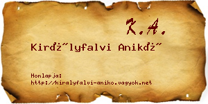 Királyfalvi Anikó névjegykártya